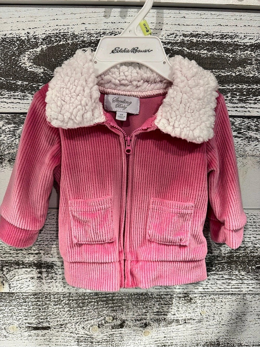 Sterling Baby Pink Sherpa Collar Jacket Size 6M Like New